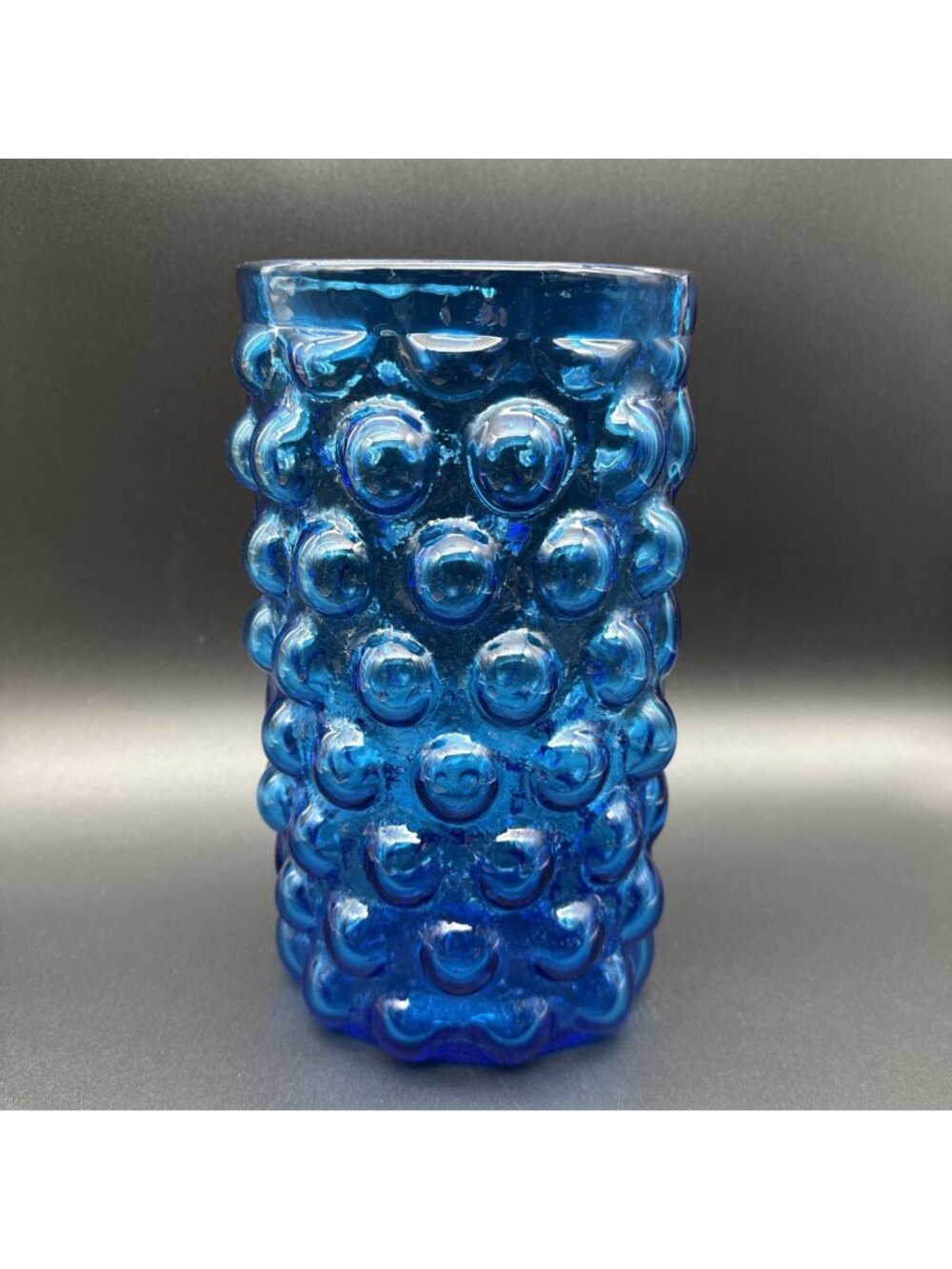VTG MCM 1960s Blenko 6041 Bubble Glass Blue Oval Vase Wayne Husted 9 5/8” Signed